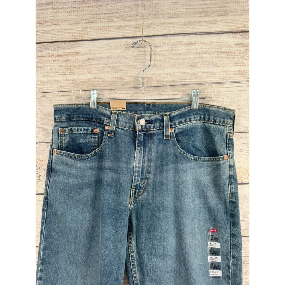 Levi's 559 Relaxed Straight Jeans Men 34x36 Blue Medium Wash Stretch Denim NEW